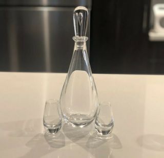 Vintage Steuben Teardrop Crystal Glass Decanter Samuel Ayres W Shot Glasses 7736