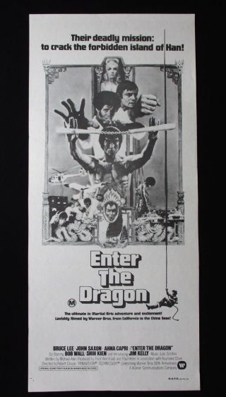 Enter The Dragon 1974 Orig Australian Daybill Movie Poster Bruce Lee Classic Mma