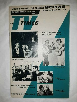 Sept 19,  1964 Tv Times Guide Supplement The Munsters Carol Burnett Bob Newhart