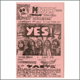 Yes 1970 Torquay Town Hall Concert Handbill (uk)