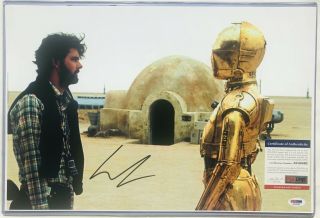 Star Wars George Lucas Signed Autograph Movie Photo With C - 3po C3po Psa Bas Afa