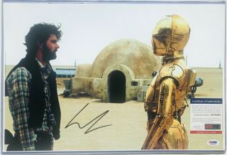 Star Wars GEORGE LUCAS Signed AUTOGRAPH Movie Photo With C - 3PO C3PO PSA BAS AFA 2