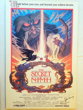 1982 " The Secret Of Nimh " Movie Poster - Signed By Don Bluth & Directing Animators