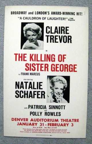 Theater Poster Window Card The Killing Of Sister George Claire Trevor Denver