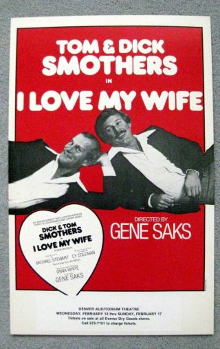 Theater Poster Window Card I Love My Wife Tom & Dick Smothers Denver Auditorium