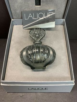 Vtg Lalique Mirabel Gray Crystal Perfume Bottle Signed W/ Box