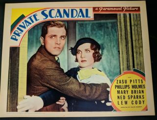 Private Scandal 1934 Lobby Card Mary Brian Phillips Holmes Vf/nm