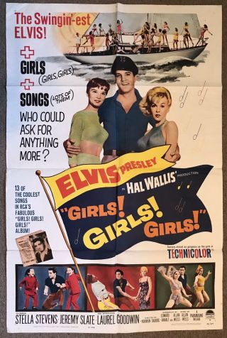 Girls Girls Girls Elvis Presley Movie Poster 27 X 41
