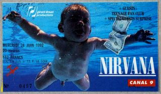 Nirvana Kurt Cobain - Rare Vintage Le Zenith,  Paris 1992 Concert Ticket