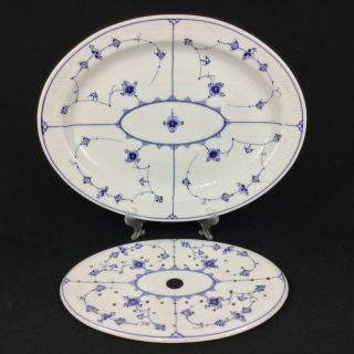 Royal Copenhagen Blue Fluted Plain Oval Platter With Strainer For User Hyeoje_96