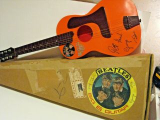 Rare Vintage Selcol " Beatles Big 6 " Plastic Toy Guitar & Box.   Cond 