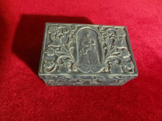 Vintage 1928 Rookwood Pottery Covered Box.  Rare Color.  Madonna & Child