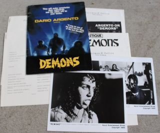 Rare 1985 Demons Movie Press Kit W/ Promo Photos Italian Action - Horror