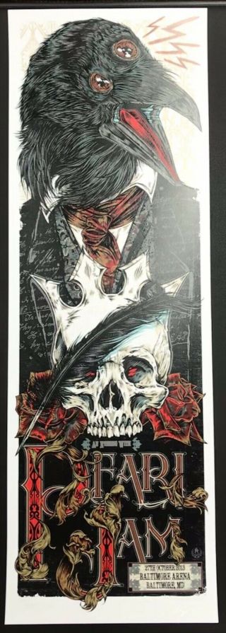 Pearl Jam Concert Poster - Signed/ ’d 27/100 - 10.  27.  13 Baltimore,  Md