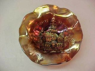Millersburg Courthouse Antique Carnival Art Glass Bowl Iridescent Amethyst Wow