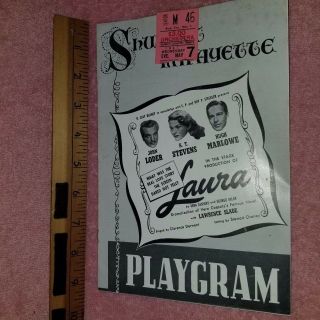 Detroit Playgram - Laura - 1947 Shubert - Lafayette Theatre Stage Program - Freeship