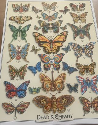 Dead And Company Summer 2019 Vip Poster - Butterflies - Signed By Emek