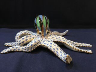 Herend Figurine - Octopus - Blue Fishnet