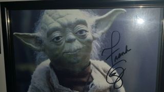 YODA - HAND SIGNED BY FRANK OZ - WITH FRAMED AUTOGRAPHED STAR WARS 2