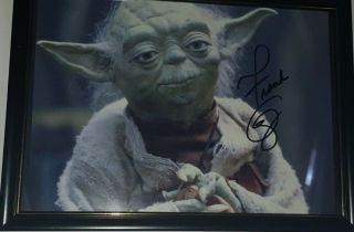 YODA - HAND SIGNED BY FRANK OZ - WITH FRAMED AUTOGRAPHED STAR WARS 3