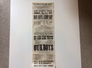Poster.  Theatre Royal.  Bristol.  1875.  Our Boys Company.