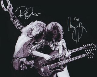 Jimmy Page - Robert Plant - Led Zeppelin - Dual Silver Autographed 8 X 10 W/coa