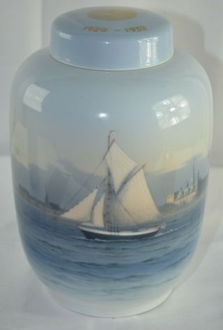 Large Antique Royal Copenhagen Lidded Vase / Urn 2623/888 With Ship Motif C1930