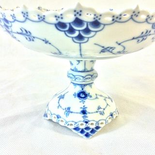 Royal Copenhagen Blue Fluted Full Lace Compote Footed Cake Plate 1020 1st Q 8 " D