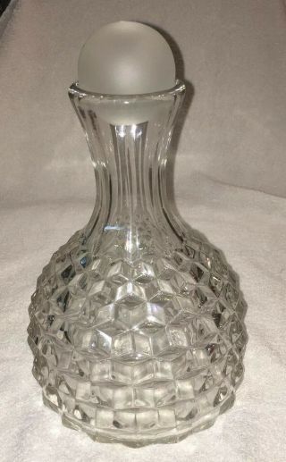 Vintage (rare) Fostoria American Clear Glass Open Water Bottle 9” Tall 6” Bottom