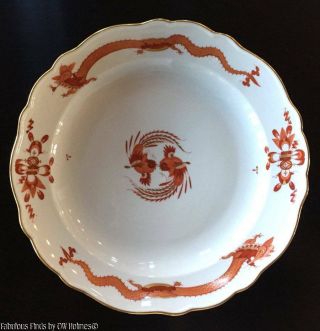 Large 12 " Meissen Red Dragon Porcelain Serving Bowl Or Platter