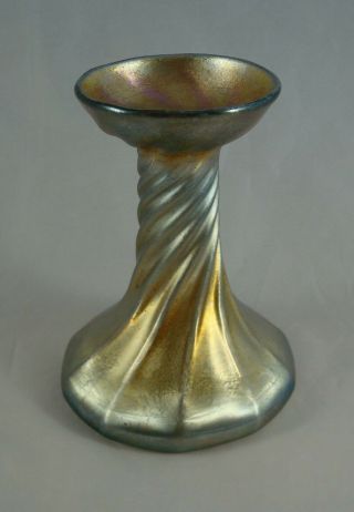 Fine Tiffany Studios Favrile Glass Twisted Candlestick Candle Holder