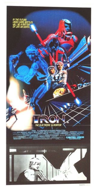 Tron Australian Daybill Movie Poster 1982 Walt Disney Productions Folded M.  A.  P.  S