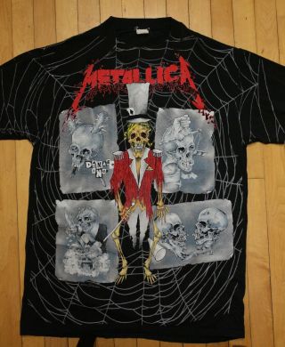Rare Vintage Metallica Pushead T - Shirt Damage Inc Crash Course Skeleton Xl