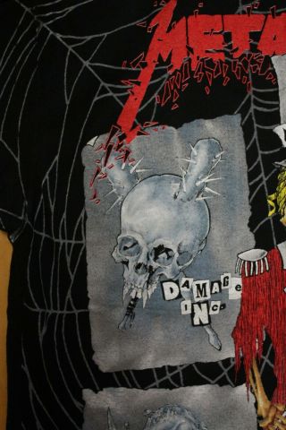 RARE Vintage Metallica Pushead t - shirt Damage Inc Crash Course skeleton XL 3