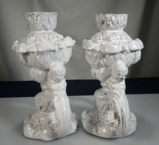 Astier de Villatte French Ceramic Pair Candlesticks - 57245 4