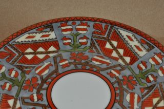 6 Vtg.  Noritake Dessert Plates Deco Flowers Stripes Geometric Hand Painted 7.  5 