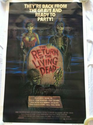 Return Of The Living Dead Rare Vtg 1984 Rolled One Sheet Movie Poster