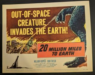 20 Million Miles To Earth 1957 Scifi Title Lobby Card Vf/nm