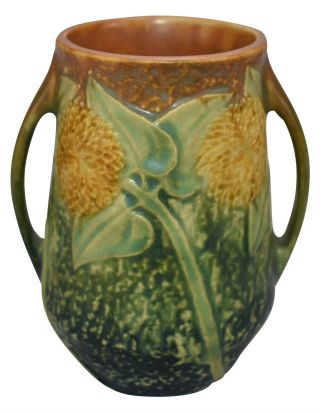 Vintage Roseville Pottery Sunflower Ceramic Vase (&)