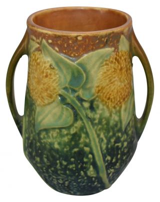 Vintage Roseville Pottery Sunflower Ceramic Vase (&) 3