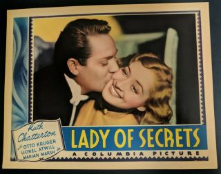 Lady Of Secrets 1936 Columbia Lobby Card Ruth Chatterton Vf/nm