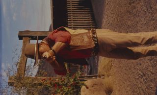 John Wayne Rare 35mm Film Slide Firing Rifle El Dorado On Set