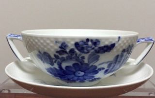 Set of 6 Royal Copenhagen Blue Flowers Cream Soup Bowls & Saucers 1872 2nds 5