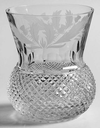 2 Edinburgh Crystal Thistle Cut Whiskey Glasses 3 1/4 ",  Signed