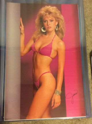 1986 Janis Farley Fan Club / Pink Swimsuit Bikini Poster - 21 " X 32 "