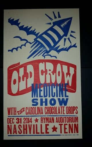 12/31 Old Crow Medicine Show Ryman 2014 Hatch Show Print Nashville Poster Ocms