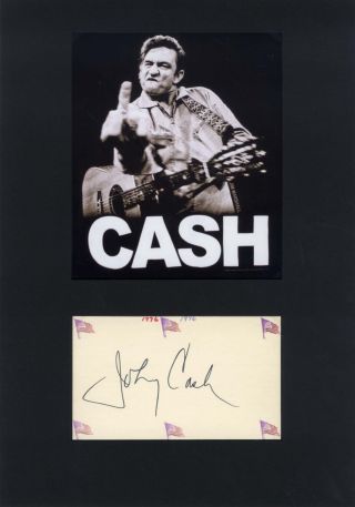 Johnny Cash Country Music Autograph,  Signed Card Mounted