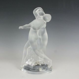 Signed Lalique France Crystal Deux Danseuses 10 1/4 " Tall Glass Sculpture Nr Lma