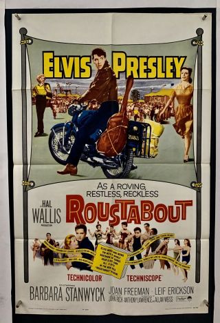 Roustabout Movie Poster (fine -) One Sheet 1964 Folded Elvis Presley 4346
