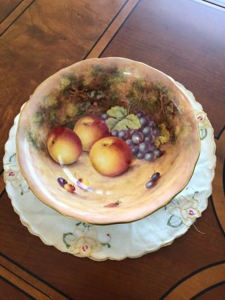 Royal Worcester Hand Painted Fruit Bowl Signed Freeman